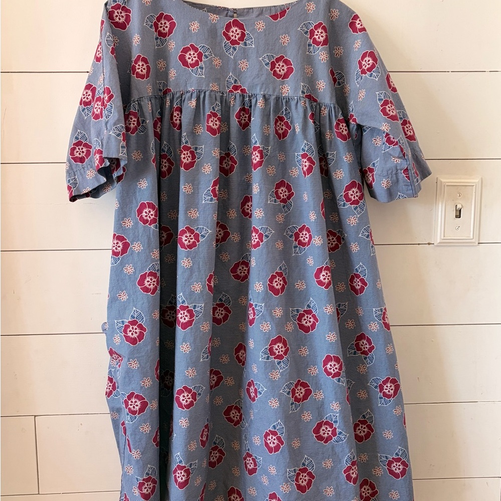 Anthropologie, Floral Blue & Burgundy Dress